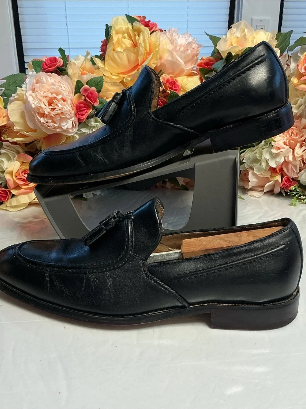 Stacy Adams Easley Black Leather Tassel Loafers Men’s 10.5M Dress Shoes Slip On