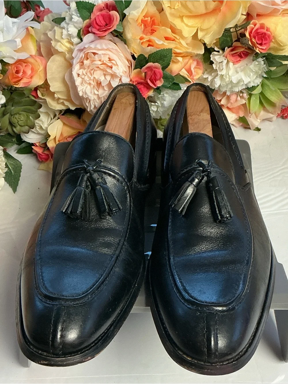 Stacy Adams Easley Black Leather Tassel Loafers Men’s 10.5M Dress Shoes Slip On