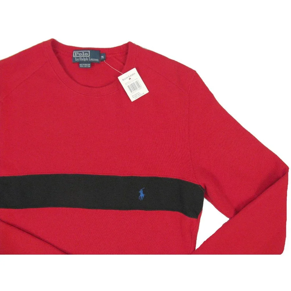 NEW Vintage Polo Ralph Lauren Sweatshirt! M or L Red Jersey Type Fabric SLIM FIT
