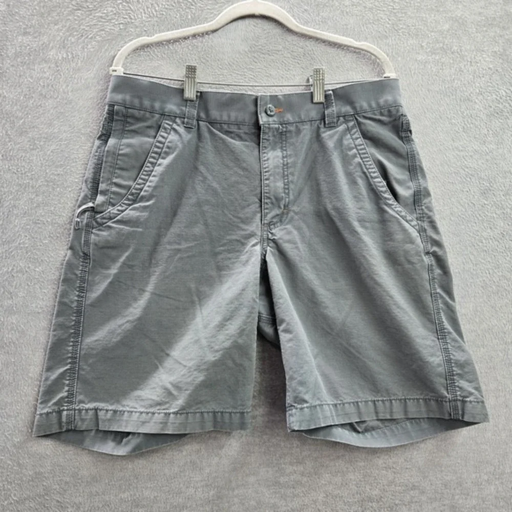 L.L. Bean Men Shorts 34 Green Cotton Mid Rise‎ Pockets Cotton 9