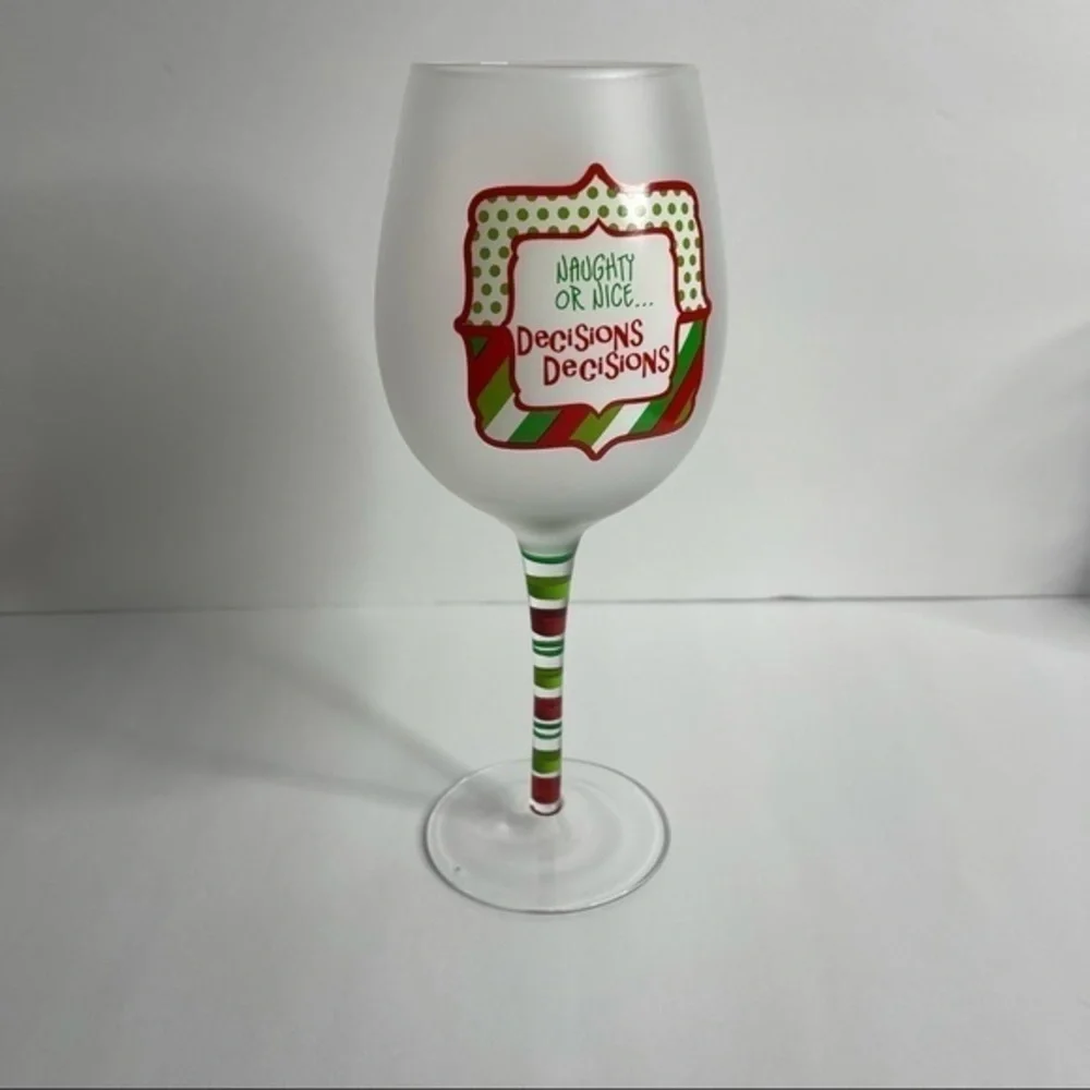 Naughty or Nice Wind Glass Christmas Wine Glass