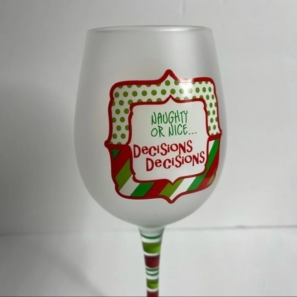 Naughty or Nice Wind Glass Christmas Wine Glass