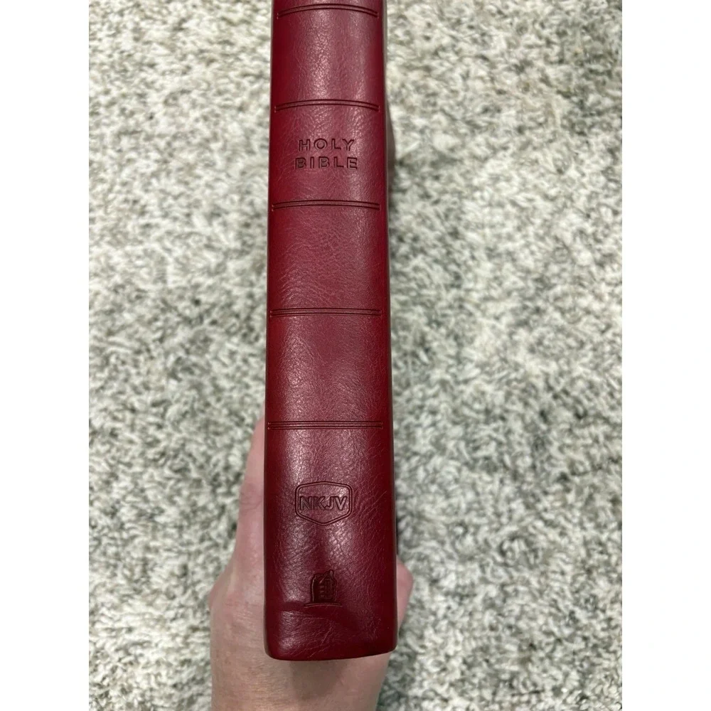 NKJV Holy Bible New King James Version Red Leather-Soft GIANT PRINT Reference