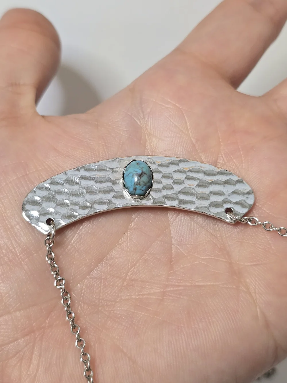 Vintage Coventry Silver Bar Necklace with Turquoise Accent