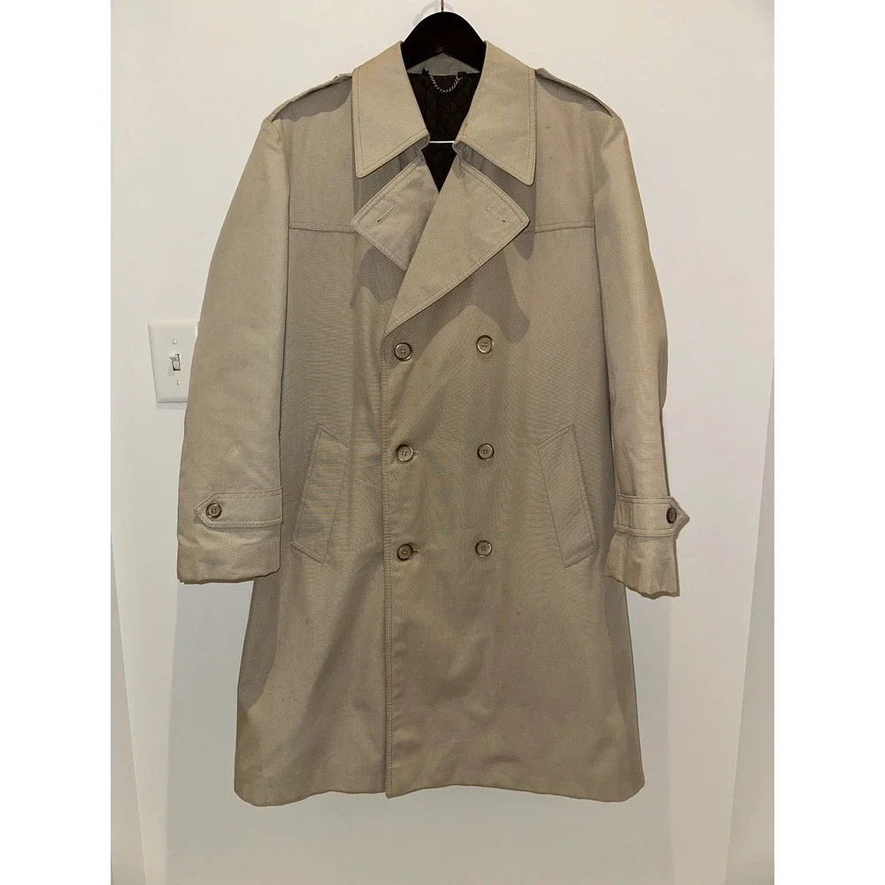 VTG Dunn‎ & Co Overcoat Mens X Large Khaki Plaid Quilted Tartan Raincoat British