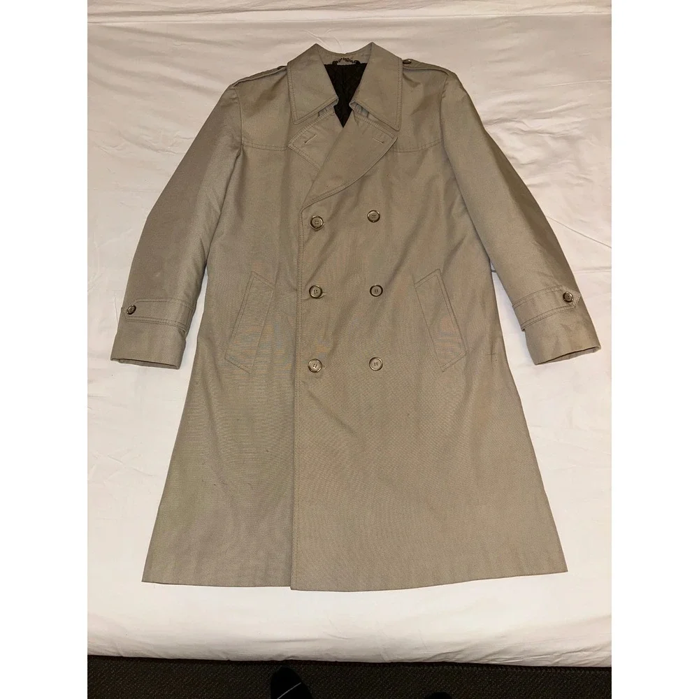 VTG Dunn‎ & Co Overcoat Mens X Large Khaki Plaid Quilted Tartan Raincoat British