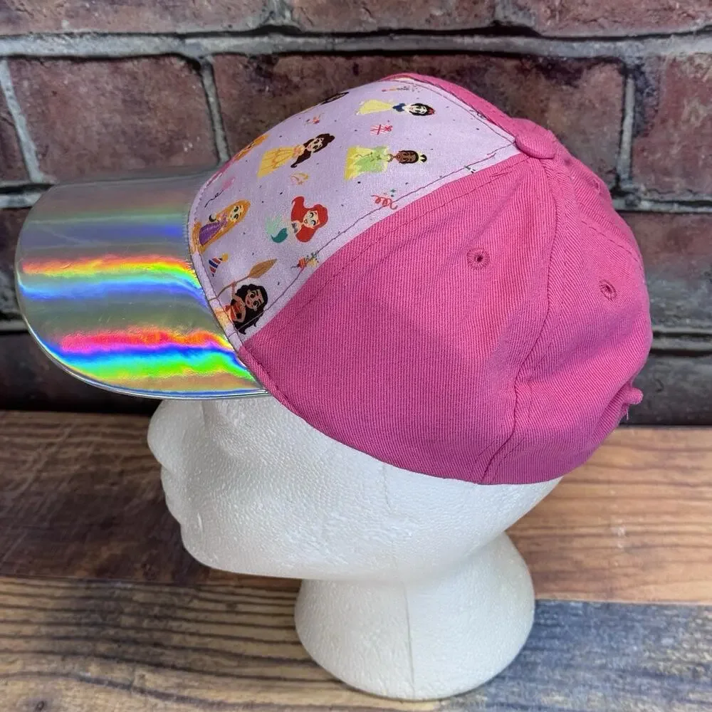Girl's Youth Disney 100 Pink Princess Adjustable‎ Ball Cap Hat Holographic NWOT
