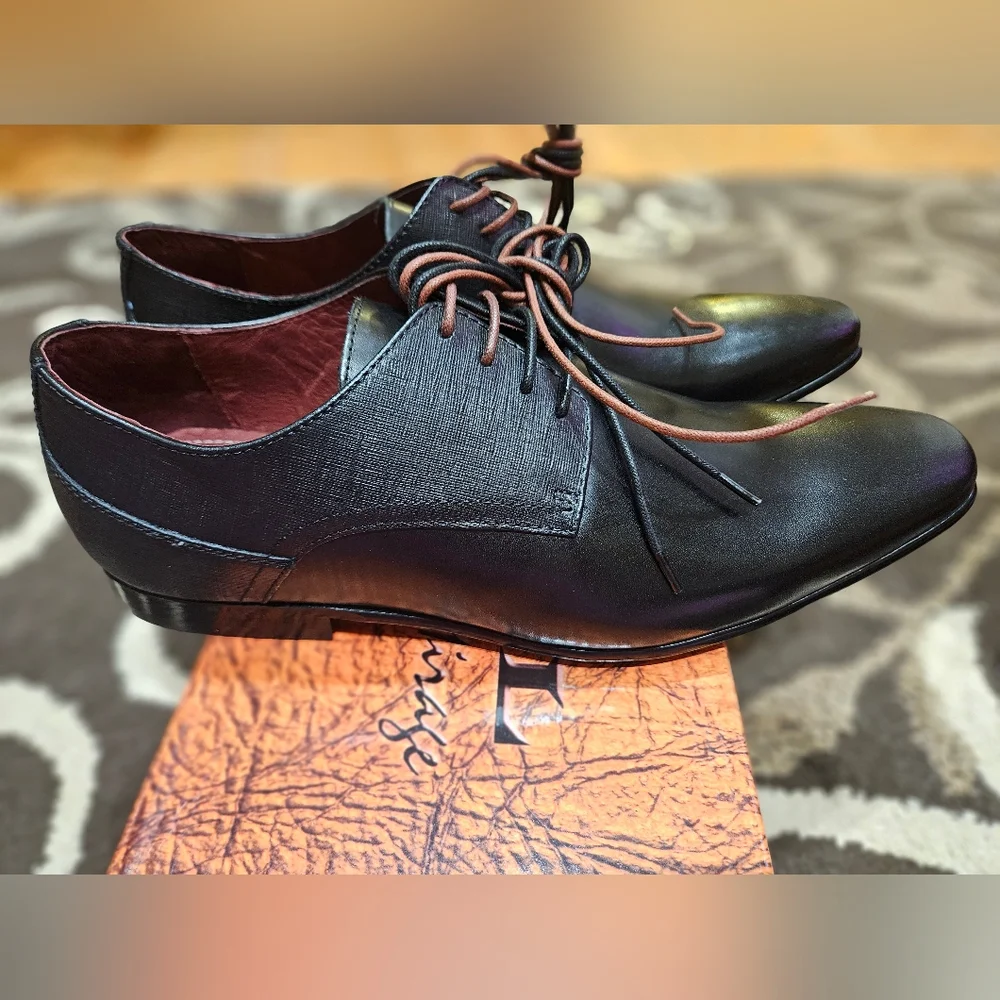 Regal By Mirage Elegant Black Leather Men's Shoes, Glen Style, 12US, 46EU