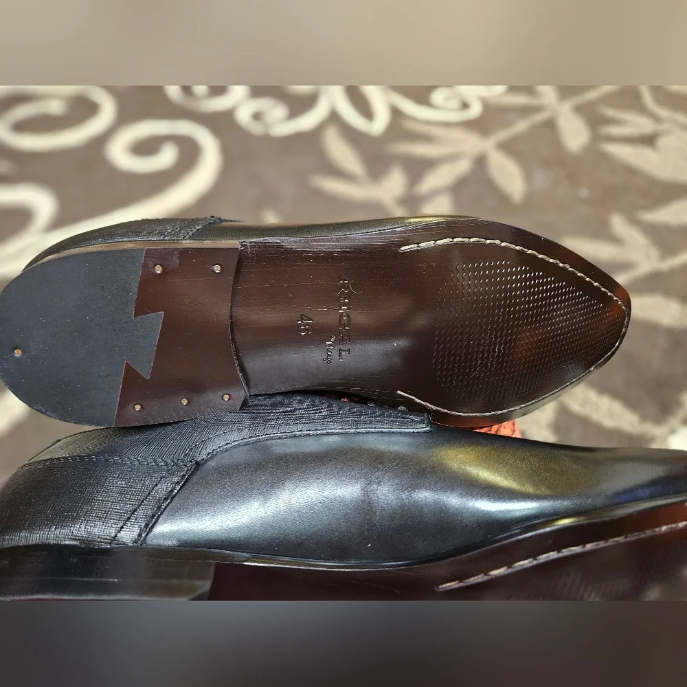 Regal By Mirage Elegant Black Leather Men's Shoes, Glen Style, 12US, 46EU