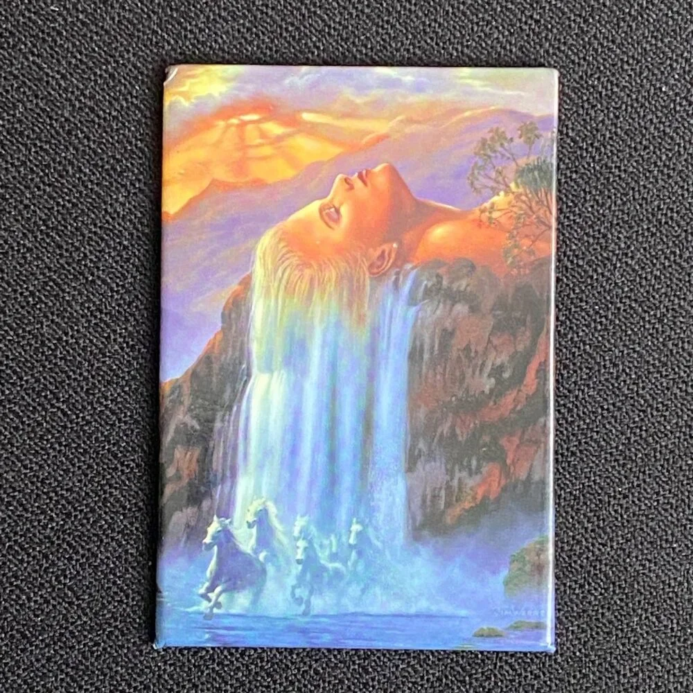 DAY DREAM by Jim Warren VTG Combo Pack Greeting Card & Magnet Waterfall Horses‎
