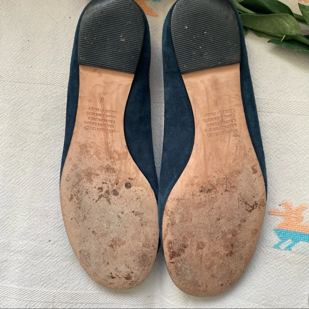 Garnet Hill teal suede flats, Size 8