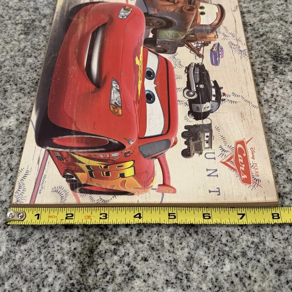 Disney Pixar CARS Radiator Springs Wooden Wall Sign/Decor Lightning McQueen 20x8