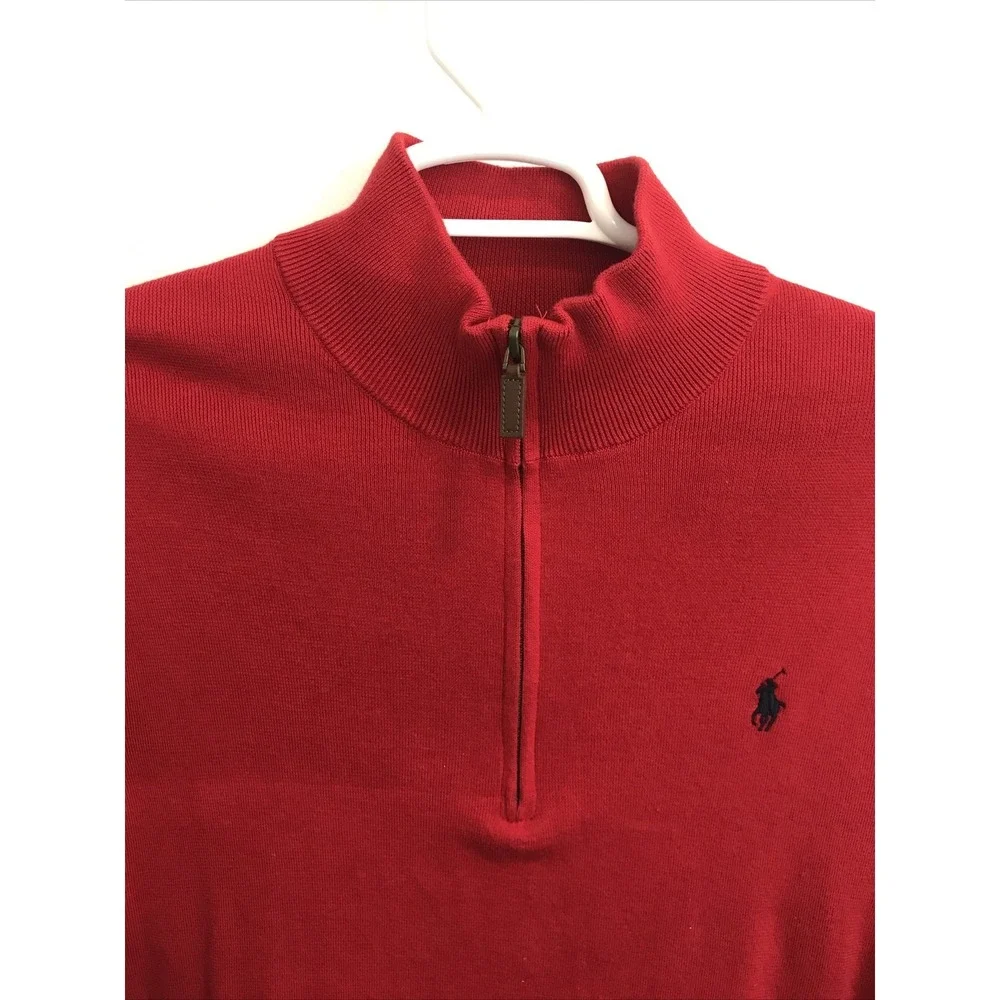 Polo Ralph Lauren Vest Sz L Pima Cotton Sleeveless V-Neck Red Blue Pony