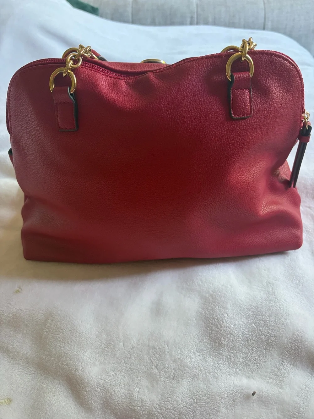Tommy Hilfiger Red Dome Satchel with Gold Chain Handles 2018