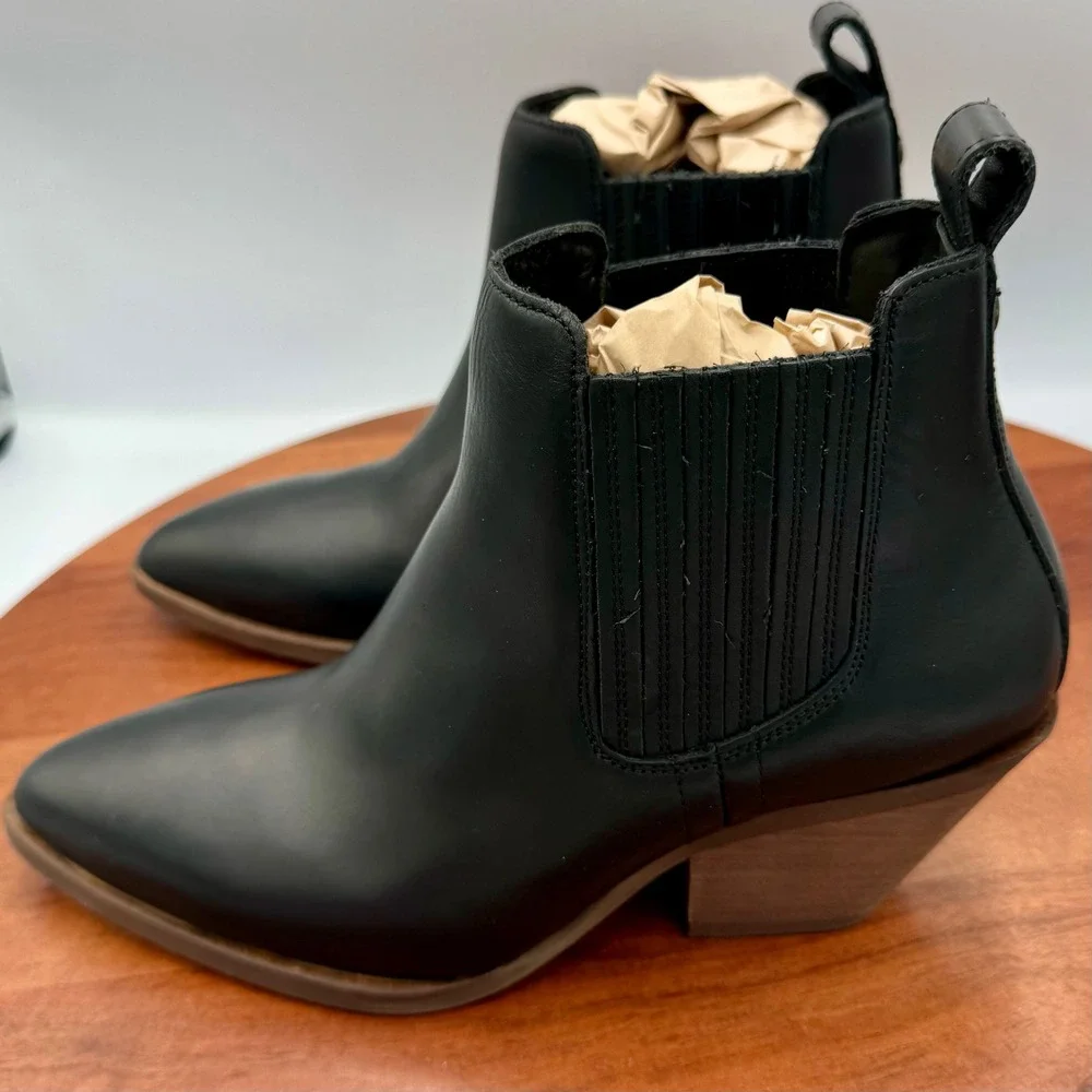Patina Portland Leather Dakota Chelsea Ankle Boots Black Leather‎ Western W 6.5