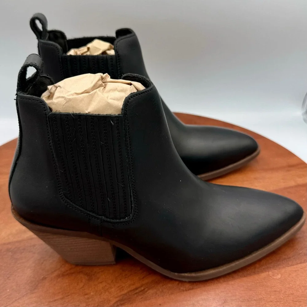 Patina Portland Leather Dakota Chelsea Ankle Boots Black Leather‎ Western W 6.5