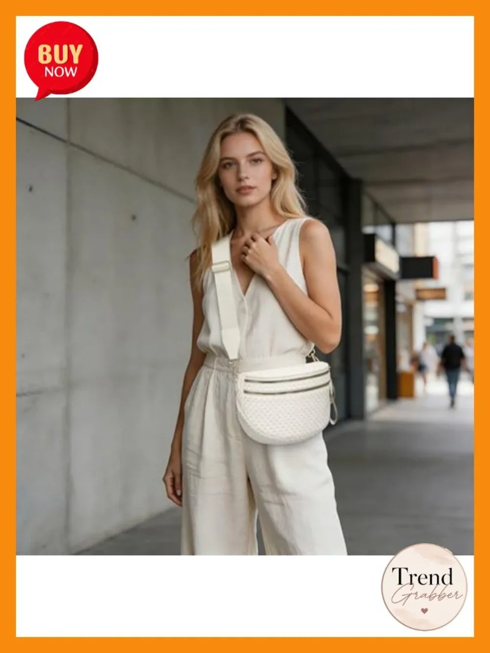 Woven Vegan Leather Crossbody Bag Sling Waist Bag Adjustable Strap