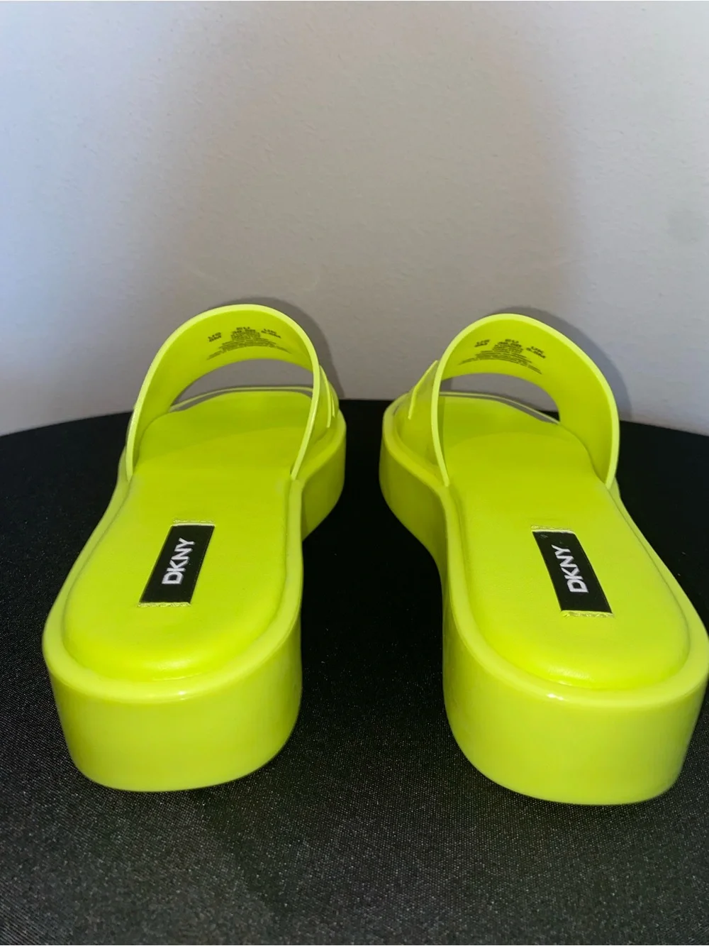 DKNY Neon Platform Slide Sandals