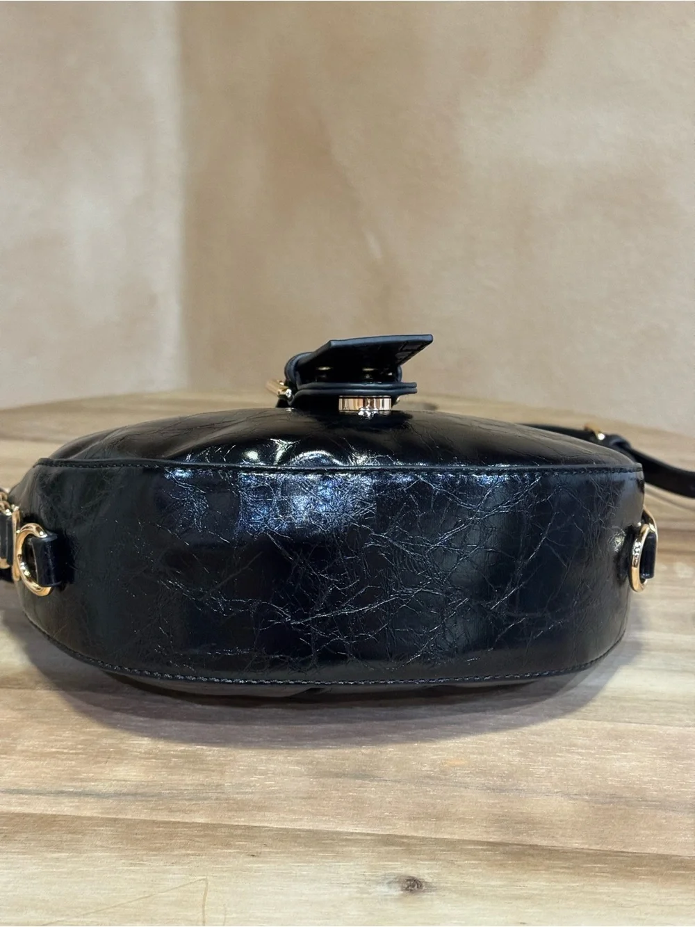 BDG Mira Belted Faux Leather Crescent Bag