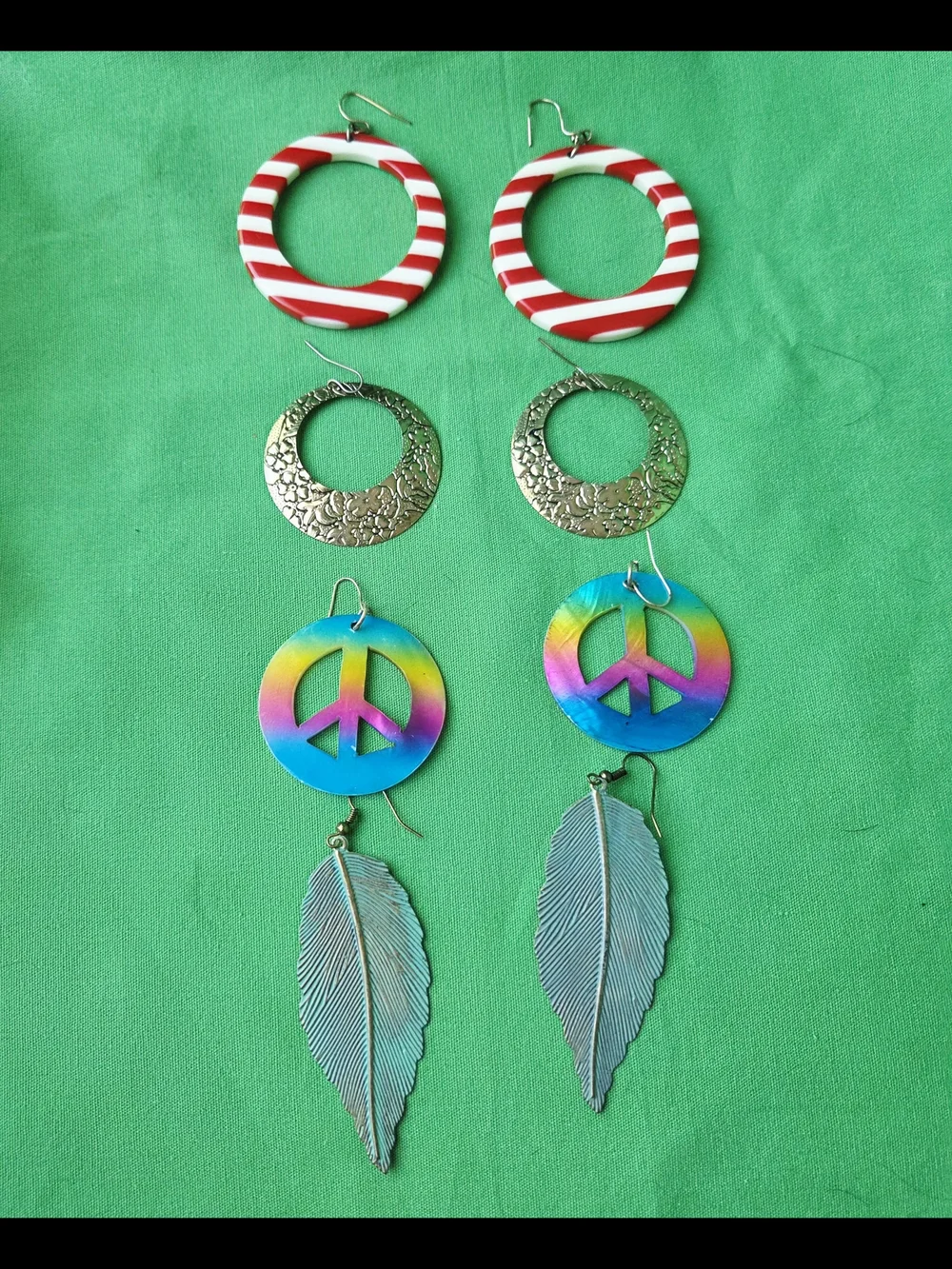 VINTAGE LOT OF Earrings HIPPIE STYLE (FOUR PAIRS)