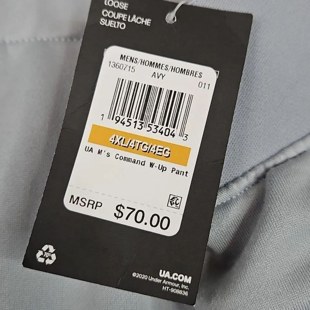 Under Armour UA Command Warm-Up Pants‎ Gray White Men's Size 4XL 1360715-011 New