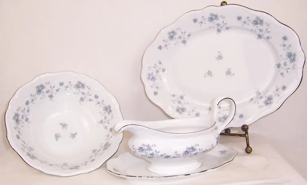 Vintage Johann Haviland Blue Garland Serving Set Four Pieces Bavaria Germany