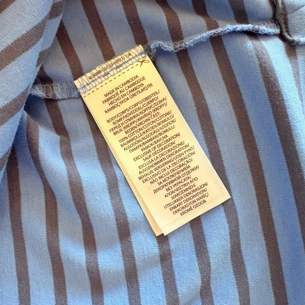 Polo‎ Ralph Lauren Classic Fit Striped Blue Polo Shirt Short Sleeve Men SZ Large
