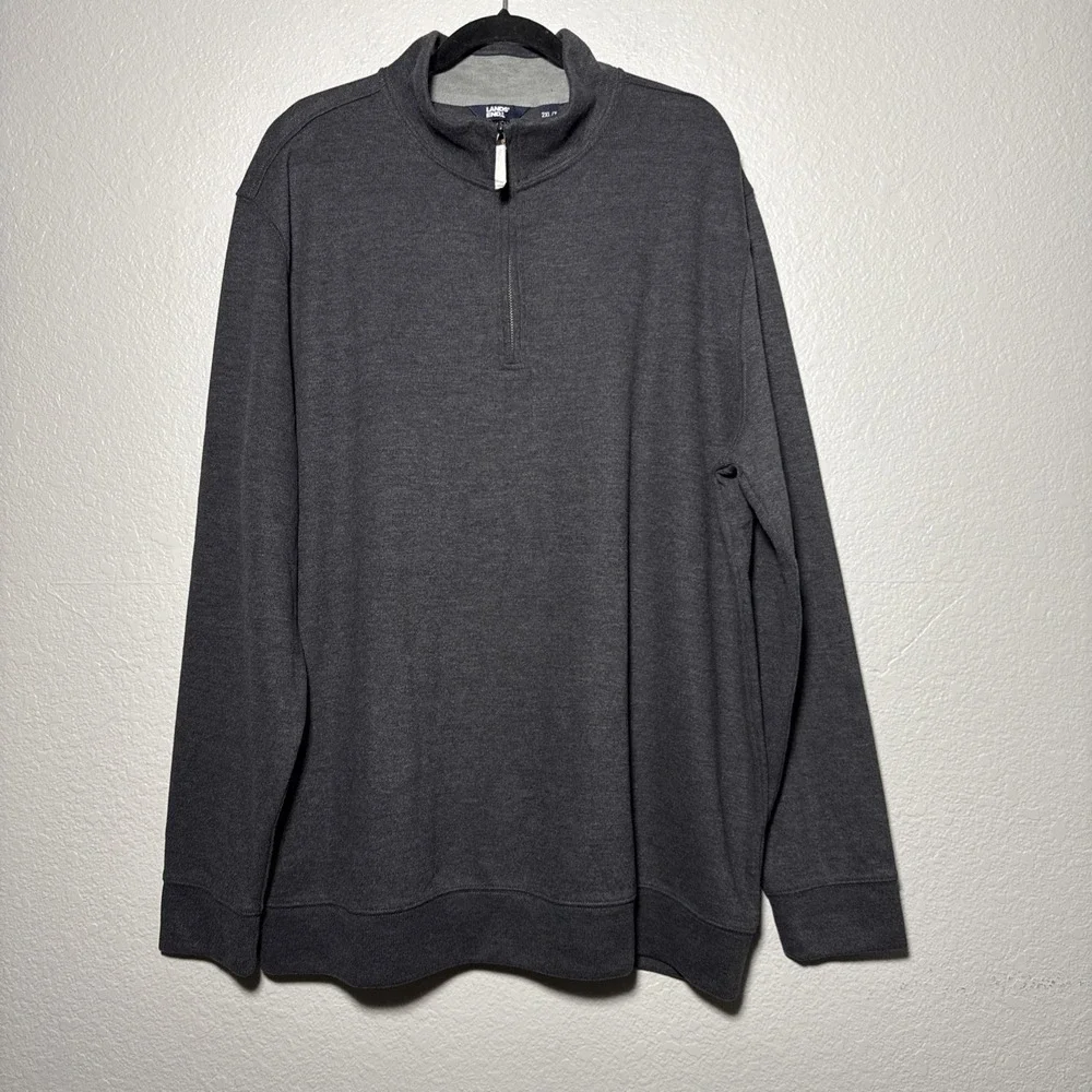 Lands End Men's Bedford Rib Quarter Zip Sweater‎ Gray 2XLT 50-52 Golf Cozy