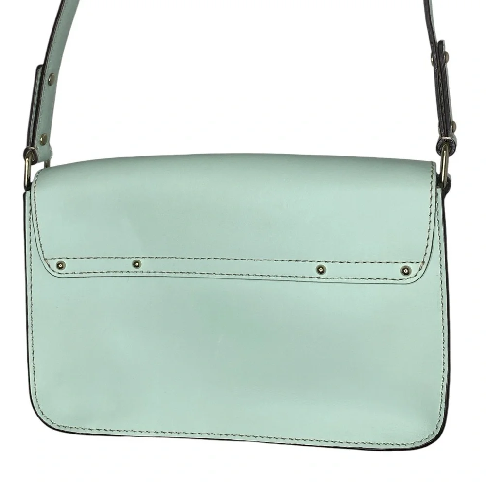 Kate Spade Essex Scout Faded Mint Genuine Leather Crossbody Satchel Flap Bag