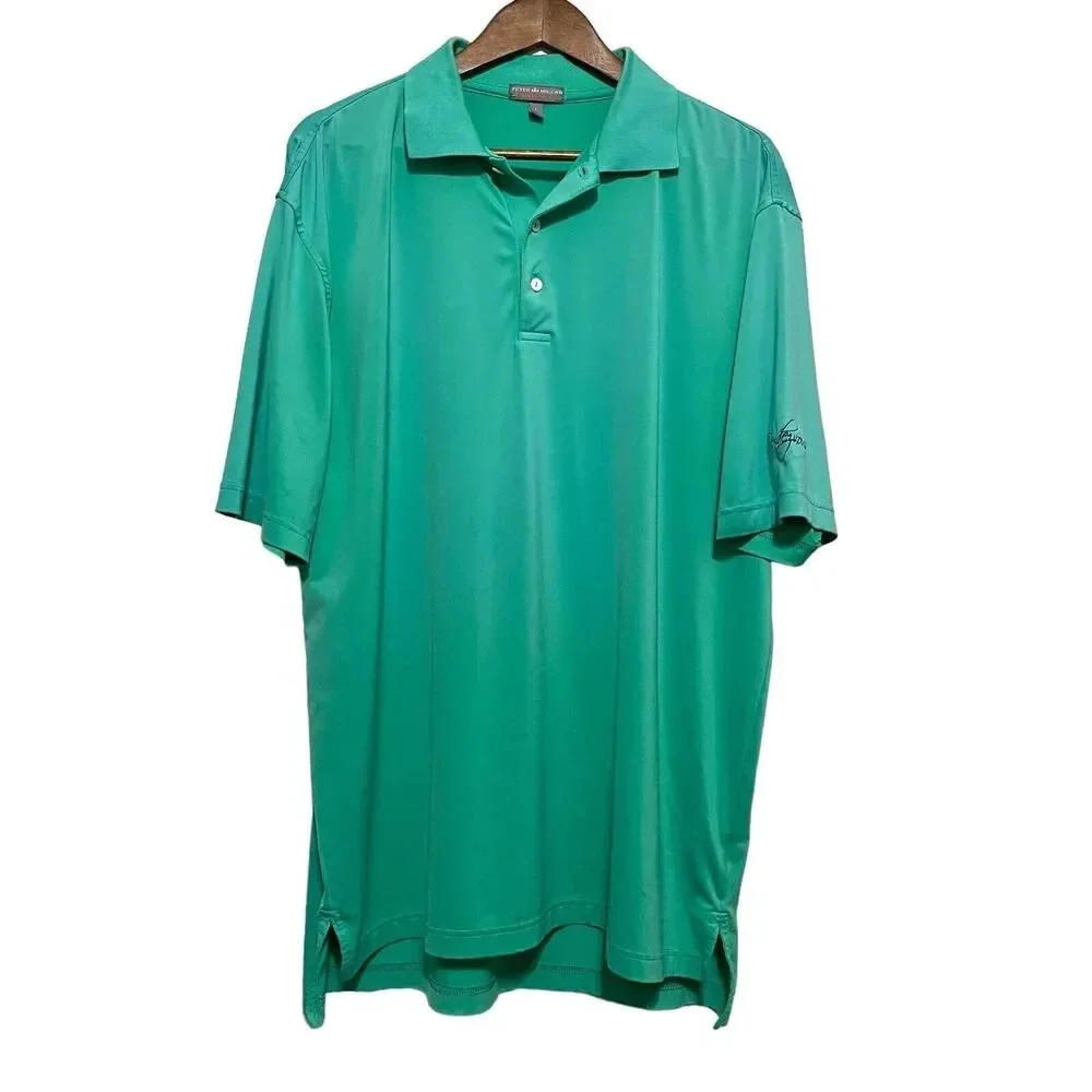 Peter Millar Summer Comfort‎ Polo Shirt Size Large Green Golf Outdoor