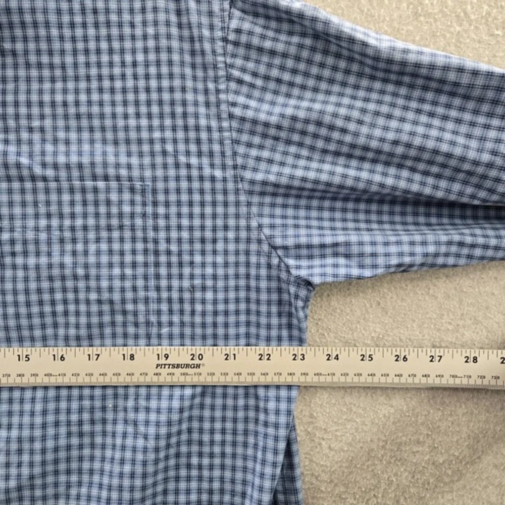 L.L.‎ Bean Men Button Up Shirt L REG Blue Check Long Sleeve