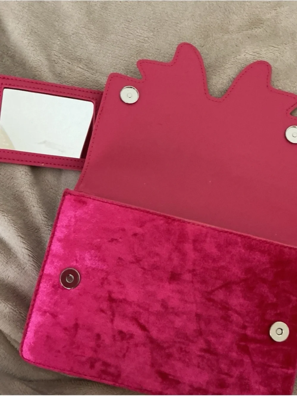 Kurt Geiger Hot Pink Velvet Crossbody with Crystal Bow