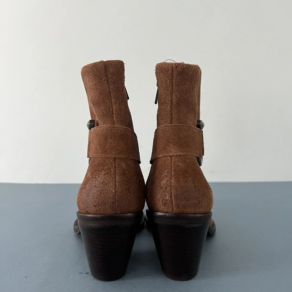 Antonio Melani Tabbie Oiled‎ Suede Pecan Pie Brown Western Buckle Boots