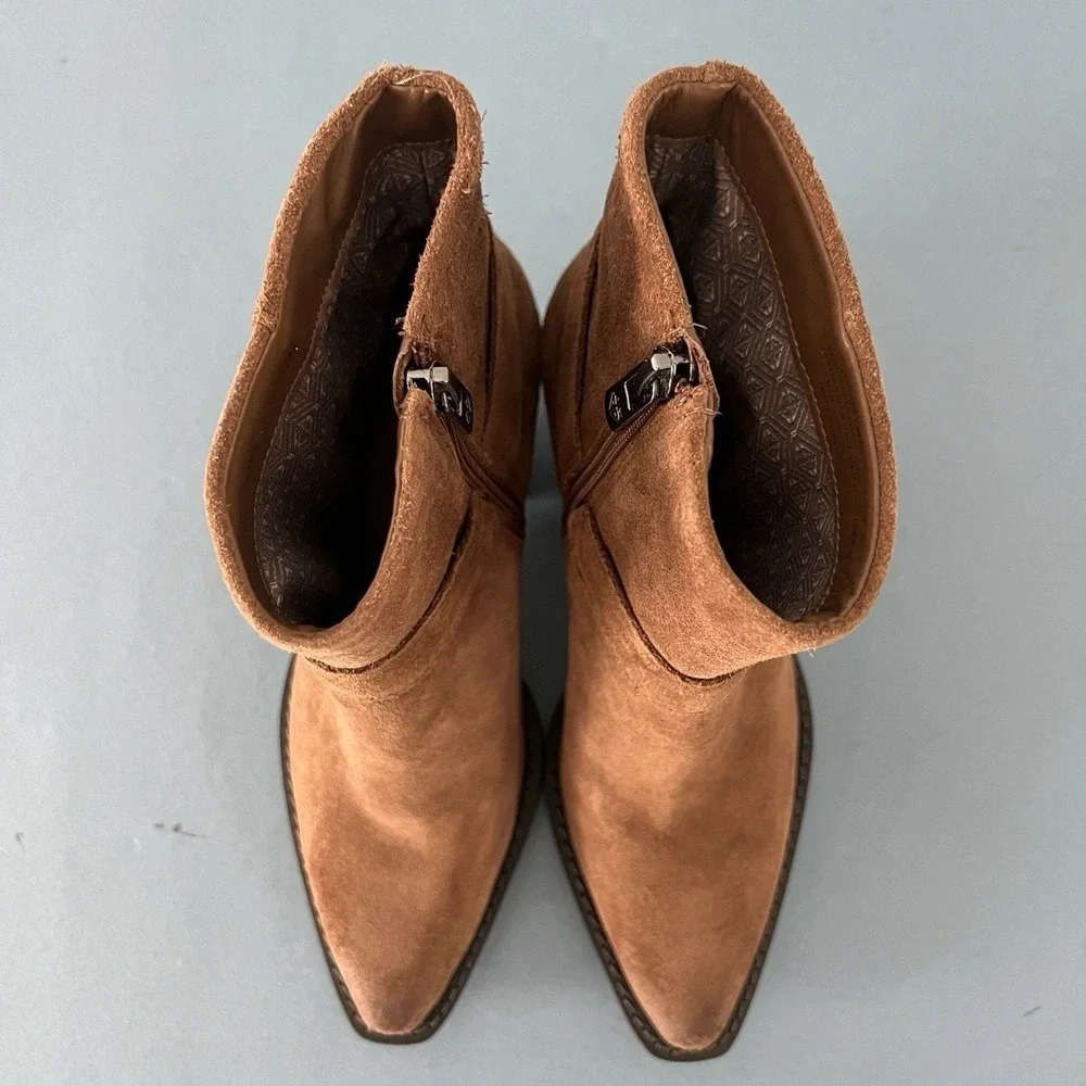 Antonio Melani Tabbie Oiled‎ Suede Pecan Pie Brown Western Buckle Boots