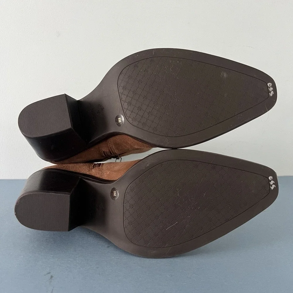 Antonio Melani Tabbie Oiled‎ Suede Pecan Pie Brown Western Buckle Boots