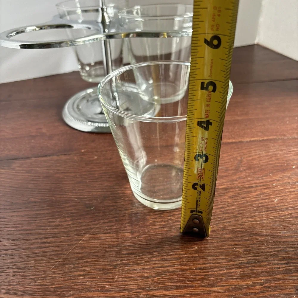 Vintage Irvinware Condiment Caddy Server Lazy Susan‎ Glass Chrome MCM Relish USA