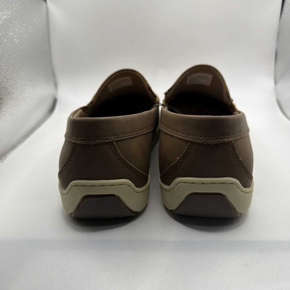 Izod Seapoint Loafers Men's Tan Leather Slip On Mem Foam‎ Casual Mocassin 10.5