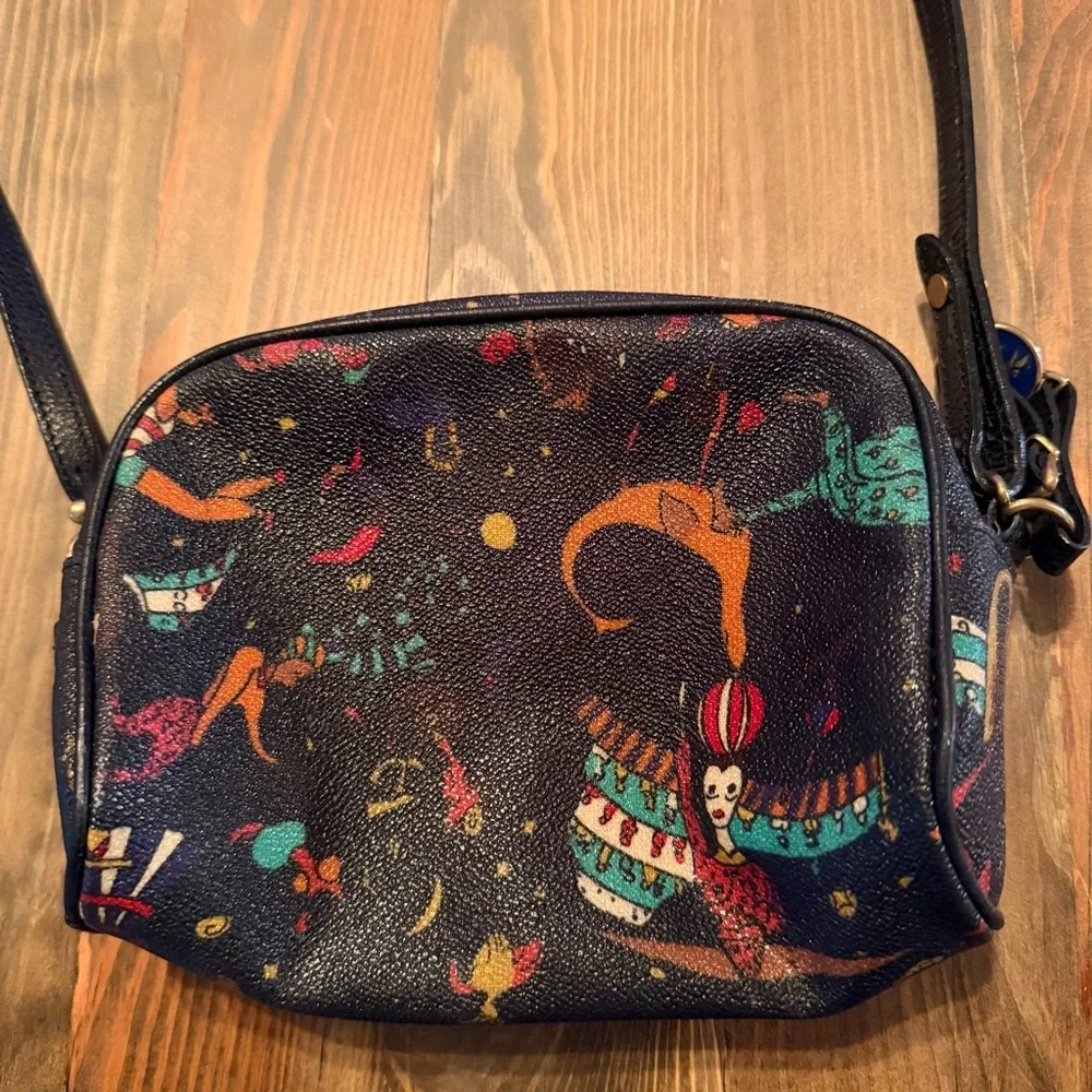 Piero Guidi‎ Magic Circus print crossbody bag embossed fabric with leather trim