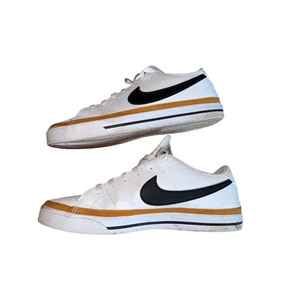 Nike Court Legacy Low Top Sneakers Men's Size‎ 9.5 White Black Desert Ochre