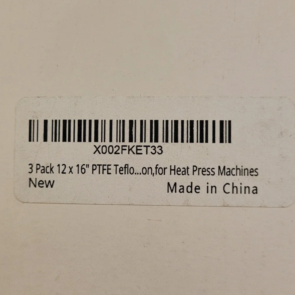 3 Pack 12x16 PTFE Teflon Sheets‎ for Heat Press Machine with Heat Resistant Tape