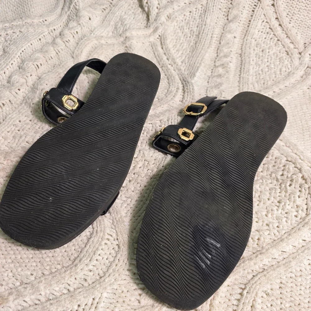Steve Madden Flatform Platform Sandals Black Gold Rivet Milan Women 8M Excellent
