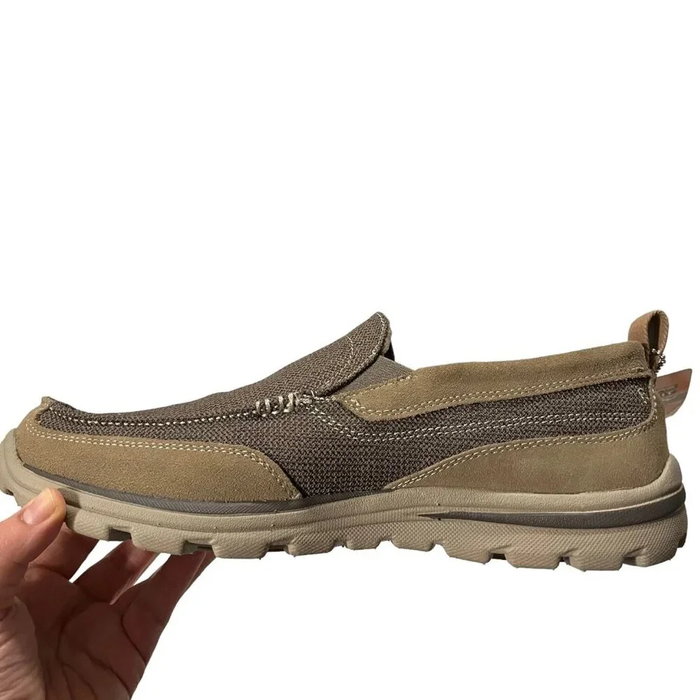 Skechers Men's Loafer Size 11.5 Tan Relaxed Fit Slip-on Shoe Memory Foam Footbed