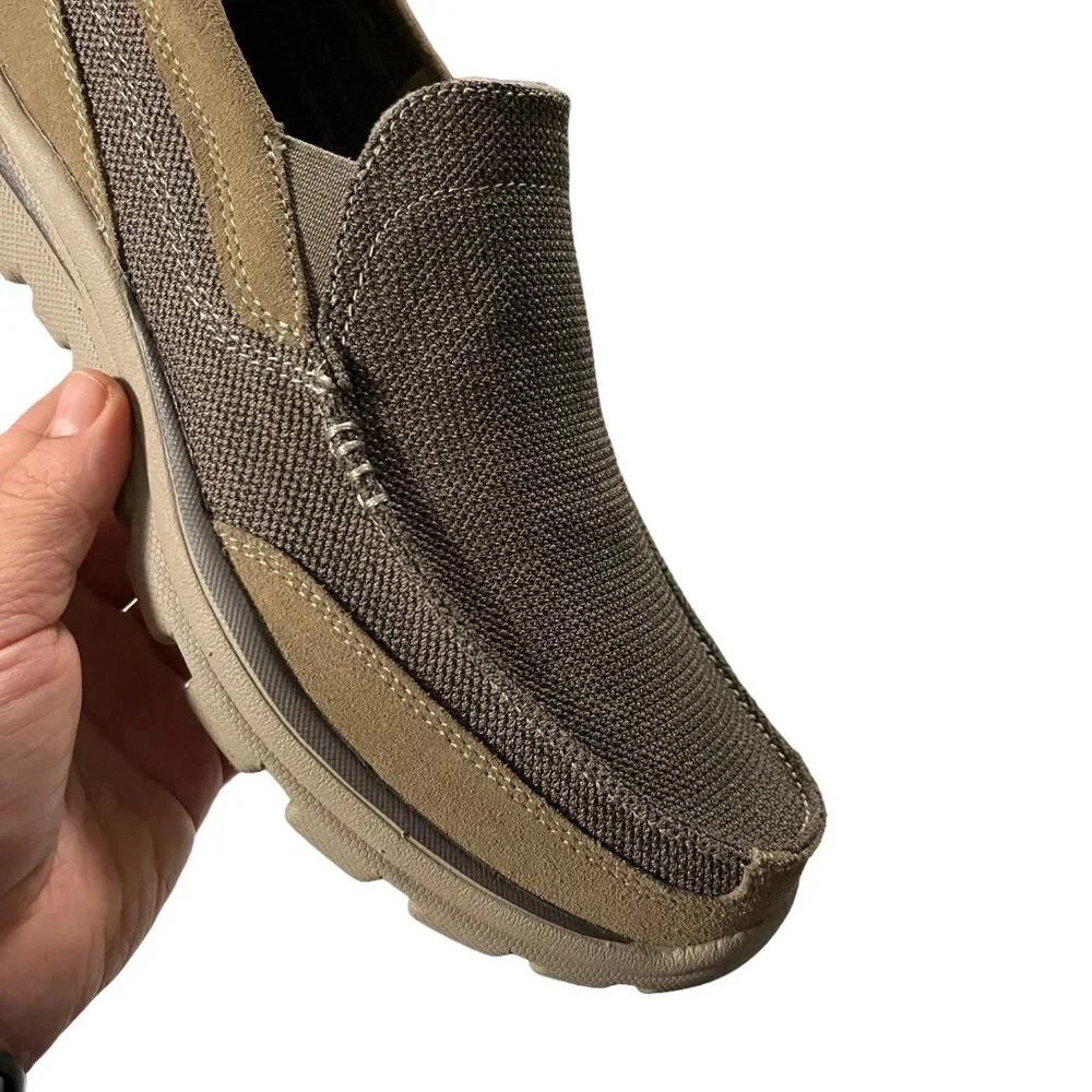 Skechers Men's Loafer Size 11.5 Tan Relaxed Fit Slip-on Shoe Memory Foam Footbed