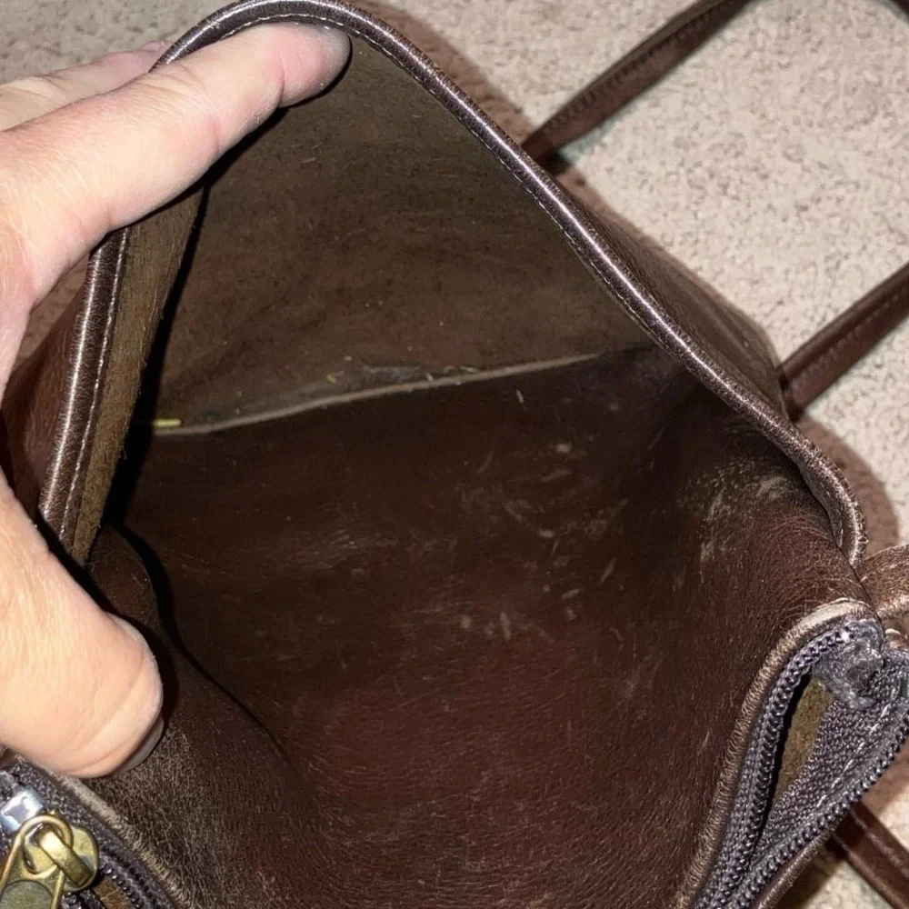 Mt Airy Leathers:‎ Handcrafted Vintage Brown Leather Crossbody Bag Purse