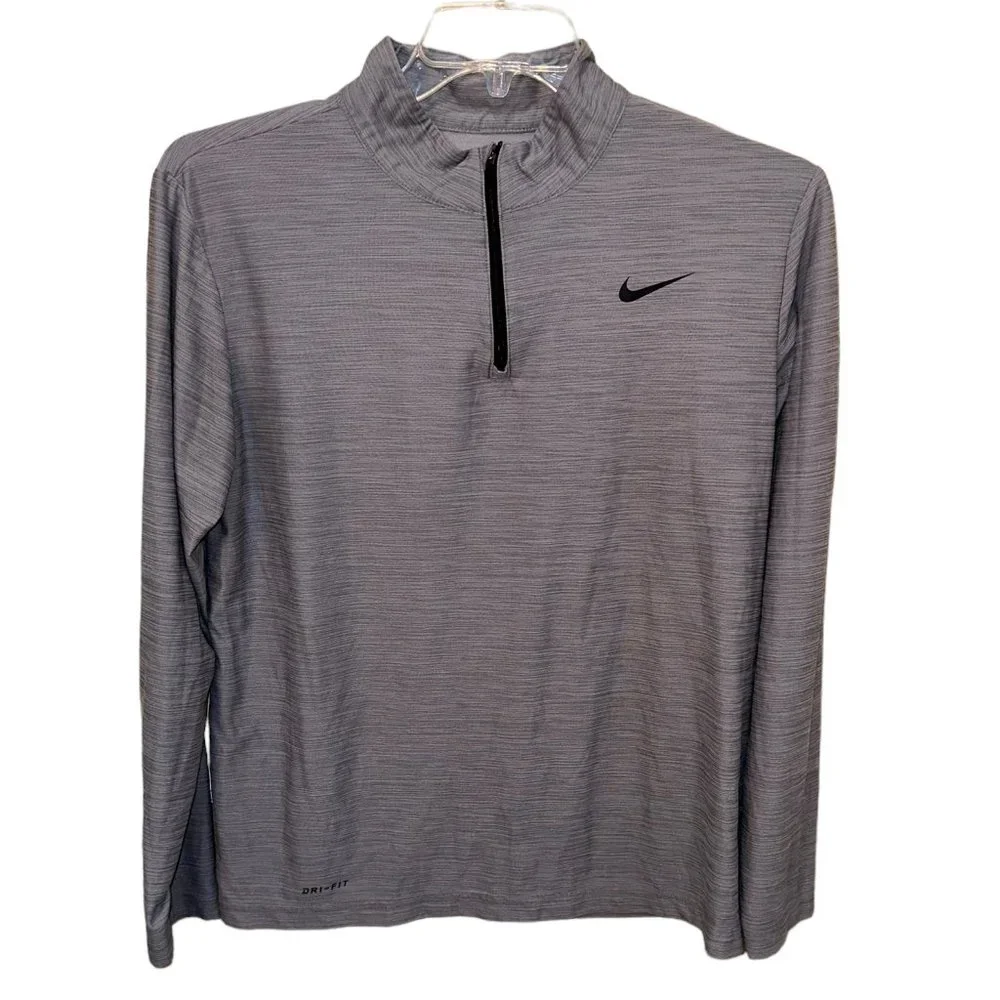 Nike Men's Dri-Fit Quarter Zip Grey Pullover Lightweight‎ Jacket Size Medium