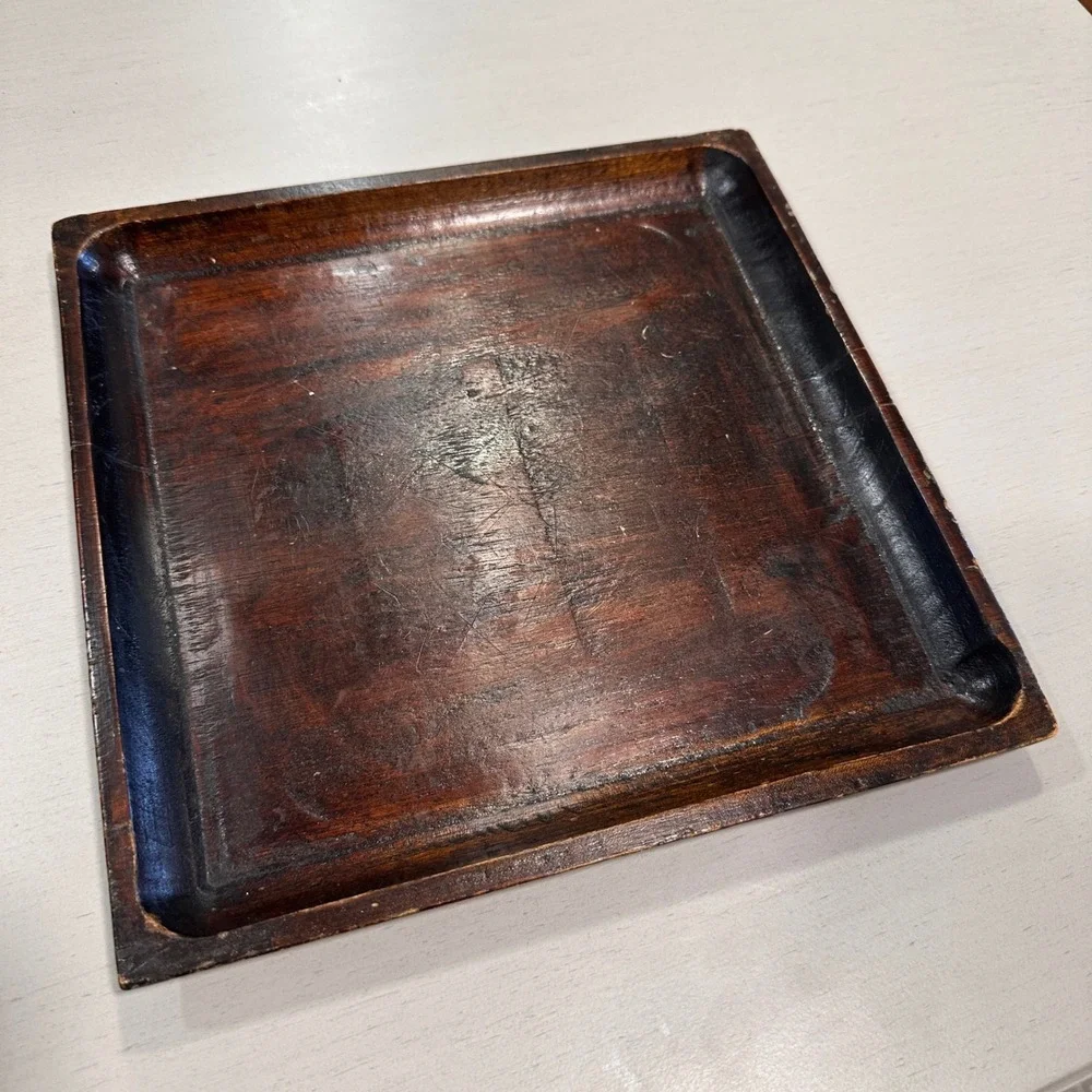 Vintage Tray The Gal Ltd Bombay India Solid Mahogany Display Stand Vase Base‎
