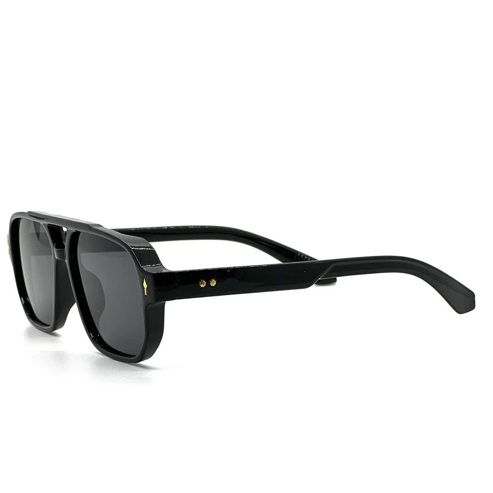 Dark Black‎ Outdoor Aviator Sunglasses Men's Square Double Bridge Stylish Shades