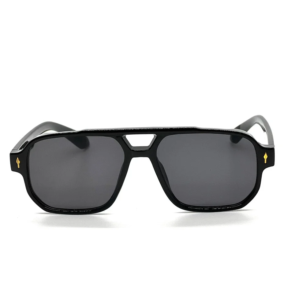 Dark Black‎ Outdoor Aviator Sunglasses Men's Square Double Bridge Stylish Shades
