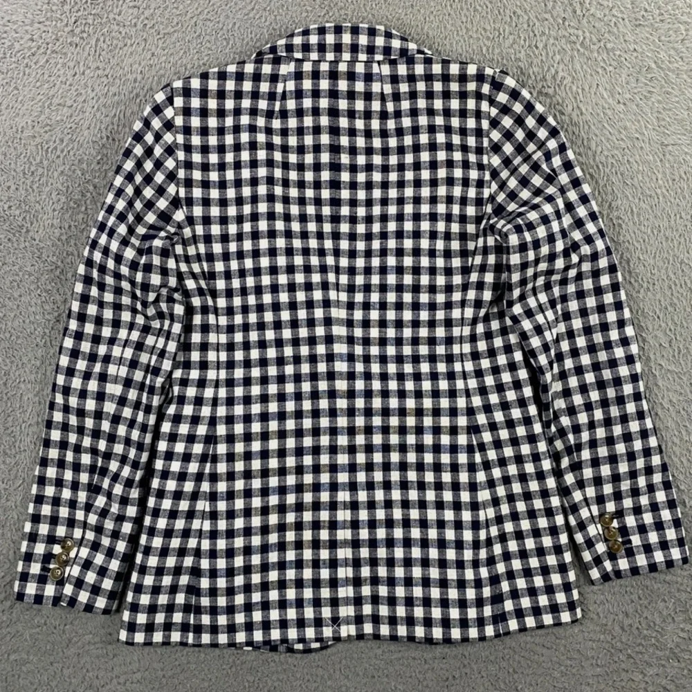 J. Crew Gingham linen-blend Holland  ‎ Women's Blazer Size 10 NWT