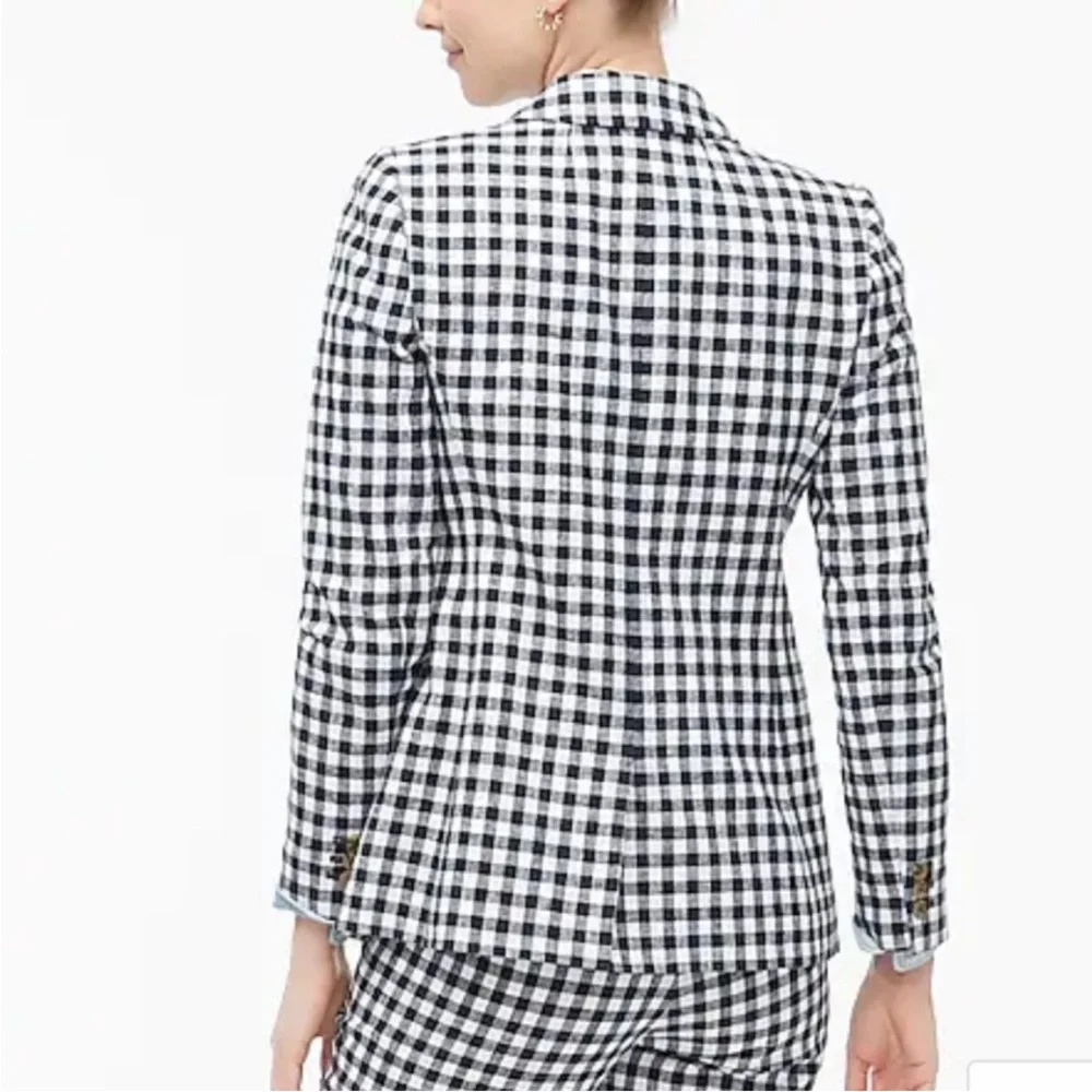 J. Crew Gingham linen-blend Holland  ‎ Women's Blazer Size 10 NWT